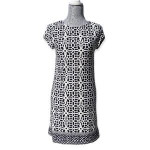 TACERA Womens Geometric Pattern Short Sleeve Mini Dress A-line Petite Small